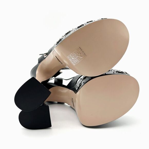 GUCCI Janaya Black GG Studded Platform Heels Size 38 US 8 Sandals Leather - Picture 10 of 12